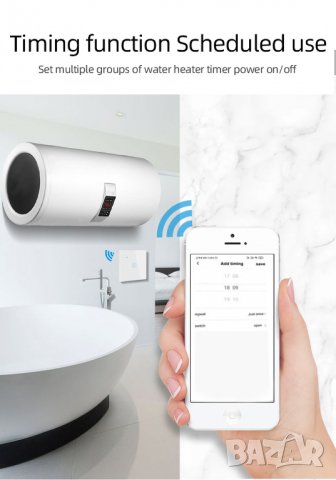 Tuya/Smart Life WiFi ключ за бойлер 20А/4KW тач-панел, закалено стъкло, снимка 3 - Бойлери - 37240020