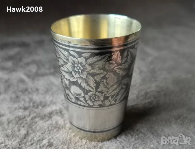 Сребърна сребро с позлата и ниело руска кавказкa чаша , снимка 7 - Други ценни предмети - 47599500