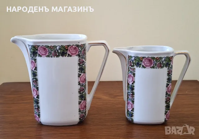 Немски порцелан сервиз плато поднос с дръжки чаша чиния сет за кафе две кани кана, снимка 8 - Други ценни предмети - 56241941