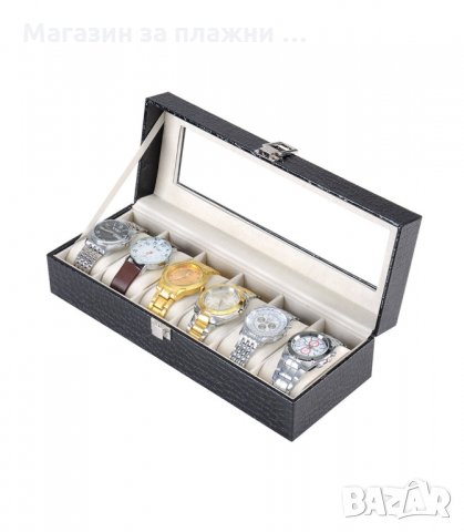 КУТИЯ ЗА ЧАСОВНИЦИ ОТ КРОКОДИЛСКА КОЖА С 6 ОТДЕЛЕНИЯ - код Крокодилска кожа, снимка 2 - Други - 34230278