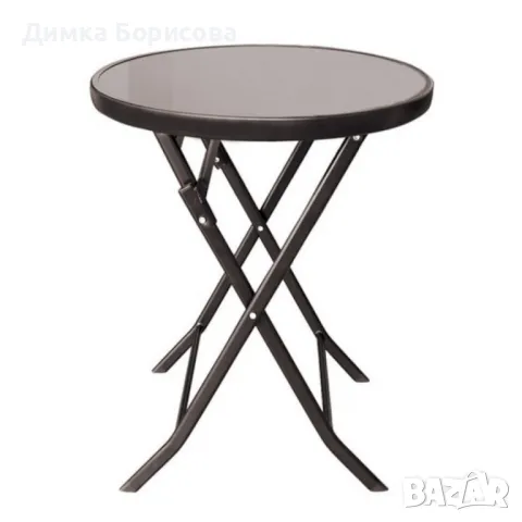 Маса Muhler D60xH74cm, сгъваема, стъклен плот, снимка 4 - Други стоки за дома - 50355485