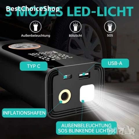 Безжичен електрически компресор 150PSI – DC 12V, снимка 7 - Аксесоари и консумативи - 53082747