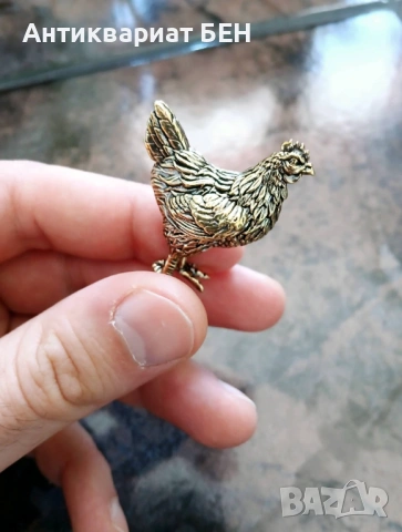 🐔 Миниатюрна метална кокошка, снимка 5 - Антикварни и старинни предмети - 54008382