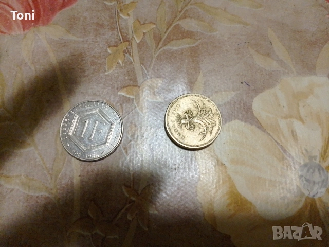 по договаряне две монети 1 Франк и един паунд , снимка 2 - Нумизматика и бонистика - 53903170