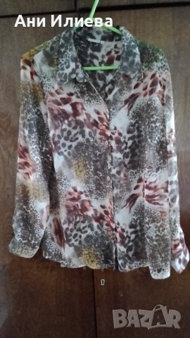 Ефирна дамска ризка в кафявата гама, снимка 2 - Ризи - 38111574