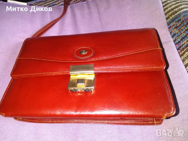 Борсета Чанта за ръка маркова със заключване естествена кожа 240х175мм нова