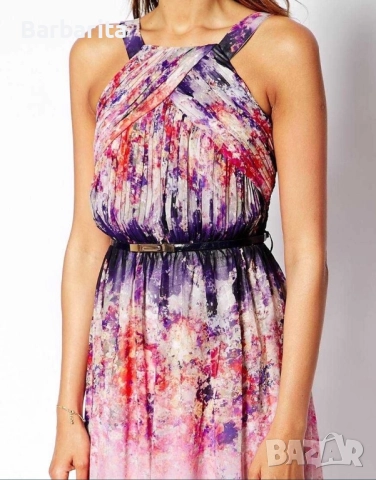 Плисирана флорална рокля Little Mistress размер М/38, снимка 4 - Рокли - 51891190