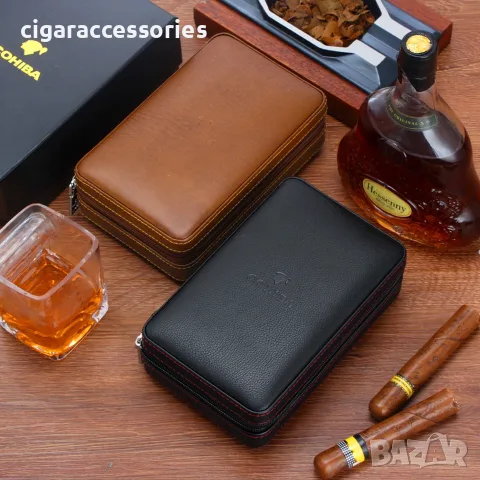 Cohiba преносим хумидор за 4 пури – естествена кожа и кедър