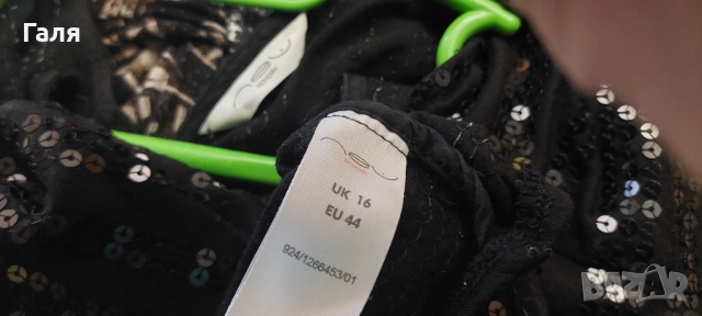 Къса рокля или туника с пайети,  черна, размер 14, снимка 6 - Рокли - 52164833