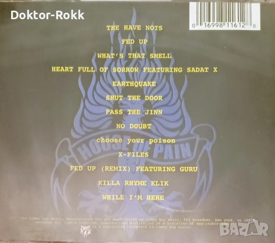 House of pain 1996 CD компакт диск, снимка 2 - CD дискове - 52098744