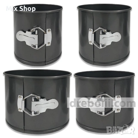 Нов Комплект Дълбоки Форми за печене, 4 броя, с падащо дъно,черни, снимка 3 - Други стоки за дома - 53959515