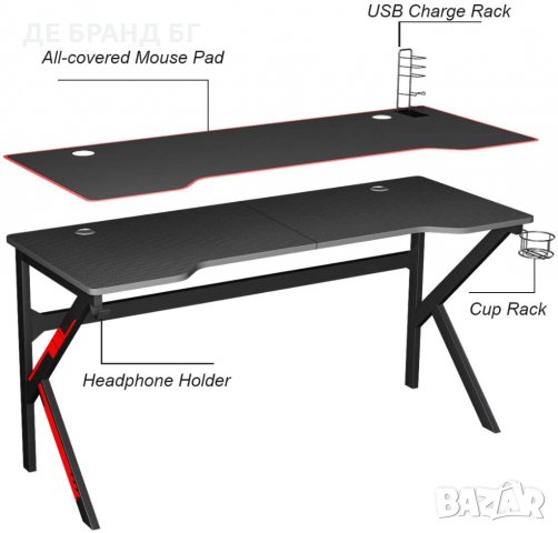 Геймърско бюро с аксесоари LJ-1909-160ALL, снимка 5 - Бюра - 35146839