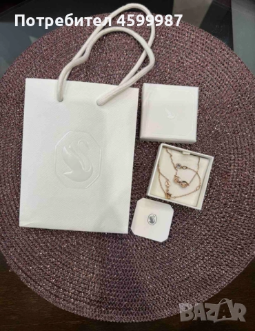 Колие Swarovski позлатено розово злато и цирконий, снимка 6 - Колиета, медальони, синджири - 51778273