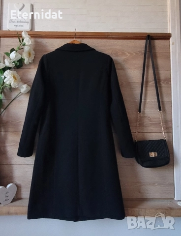 Черно палто вълна , снимка 2 - Палта, манта - 51752212