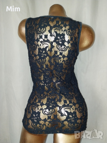 М Черен ,еластичен, дантелен потник , снимка 2 - Потници - 44802438