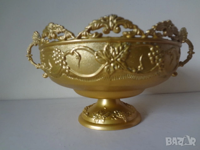 Метална ваза + метална купа, снимка 4 - Антикварни и старинни предмети - 53077813