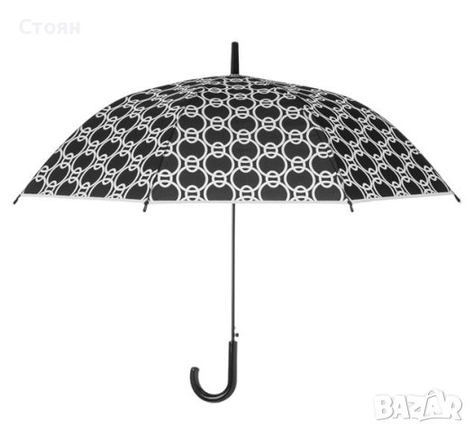 Чадър тип бастун Автоматична полупрозрачна верижка Черно сиво 81 см, снимка 2 - Други - 42875838