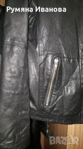 Черно кожено яке, снимка 2 - Якета - 38877497
