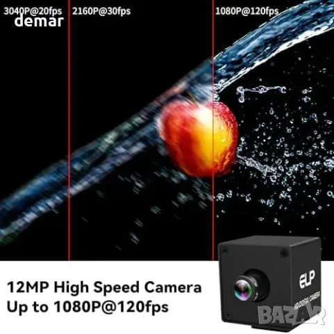 Индустриална USB камера ELP 12 MP, 1080p 120 fps, 16 мм обектив, снимка 3 - Камери - 55827402