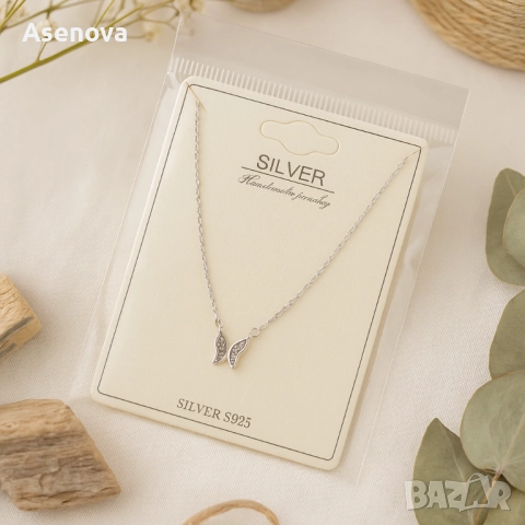 Нежно сребърно колие , снимка 3 - Колиета, медальони, синджири - 52576250