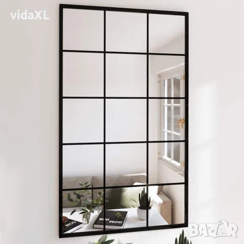 vidaXL Огледало за стена, черно, 100x60 см, метал, снимка 2 - Огледала - 56147146