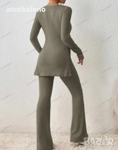 Ежедневен дамски плетен комплект от две части с тънка странична цепка, 5цвята , снимка 10 - Комплекти - 47453726