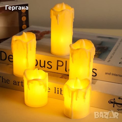 Комплект от 5 бездимни, безпламъчни, работещи с батерии LED чаени свещи Diya за декорация., снимка 1 - Декорация за дома - 42828615