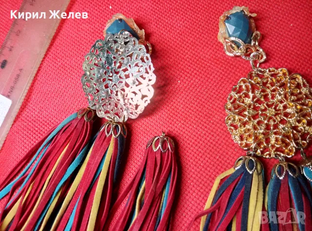 ШАРМАНТНИ ПОЗЛАТЕНИ ФИЛИГРАННИ ВИНТИДЖ АРТ ОБЕЦИ с РЕСНИЧКИ от ВЕЛУР 47367, снимка 16 - Обеци - 47297742