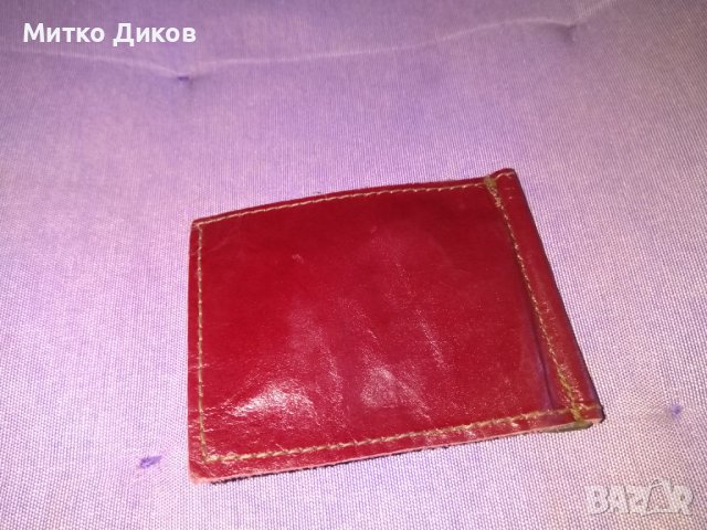 Щипка за пари естествена кожа 100х80мм нова винена, снимка 2 - Портфейли, портмонета - 40171733