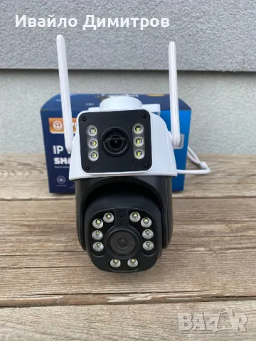 WiFi Камера P6-QQ6 с два обектива 12MP, ICSee, Бяла/Черна, снимка 1