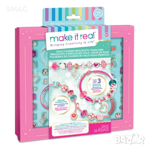 Комплект за правене на гривни Make it Real Think Pink S_1234135, снимка 1 - Образователни игри - 49210368