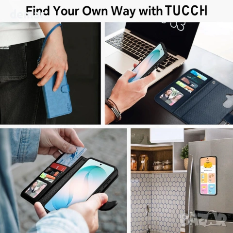 TUCCH калъф за Galaxy S26+ Plus (6.7") 2026, магнитен, подвижен 2 в 1 калъф-портфейл, черен, снимка 9 - Калъфи, кейсове - 53900651