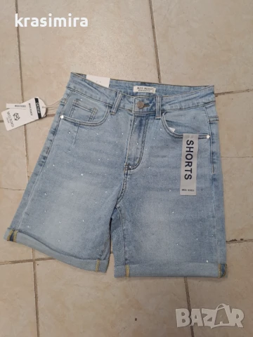 Дънкови панталонки с камъчета 