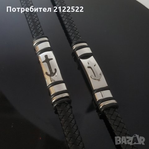 Мъжки гривни - кожа и стомана, снимка 5 - Гривни - 30930196