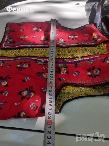 Старо червено шарено елече елек за народна носия, снимка 8 - Антикварни и старинни предмети - 51487702