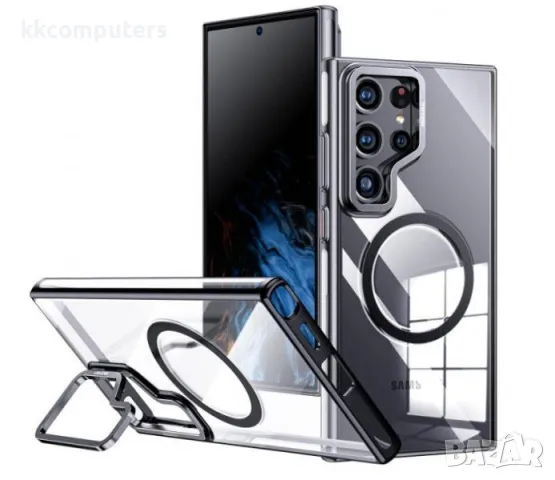 Калъф PVC Wlons Shield Magsafe / стойка на камера / Черна рамка / за Samsung Galaxy S24 Plus Баркод 