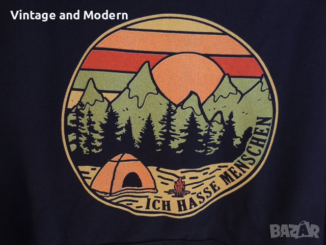 Син немски суичър Ich hasse menschen (Мразя хората) худи S/M, снимка 3 - Суичъри - 37852512