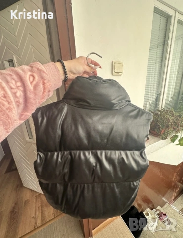 Кожен къс елек с цип, снимка 3 - Якета - 53111864