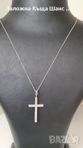 Сребърно синджирче с висулка кръст , снимка 2 - Колиета, медальони, синджири - 47448271