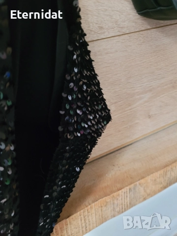 Черна рокля пайети Vila , снимка 5 - Рокли - 52062219