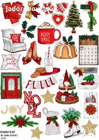 Скрапбук стикери декорация планер christmas Коледа зима самозалепващ лист А5 - различни видове, снимка 5 - Други - 38421985