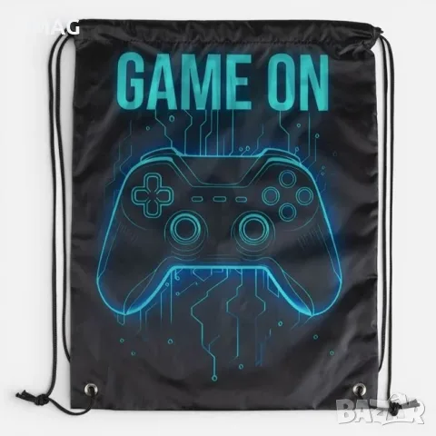 Детска раница мешка gaming черна 33x44 см полиестер_1250446
