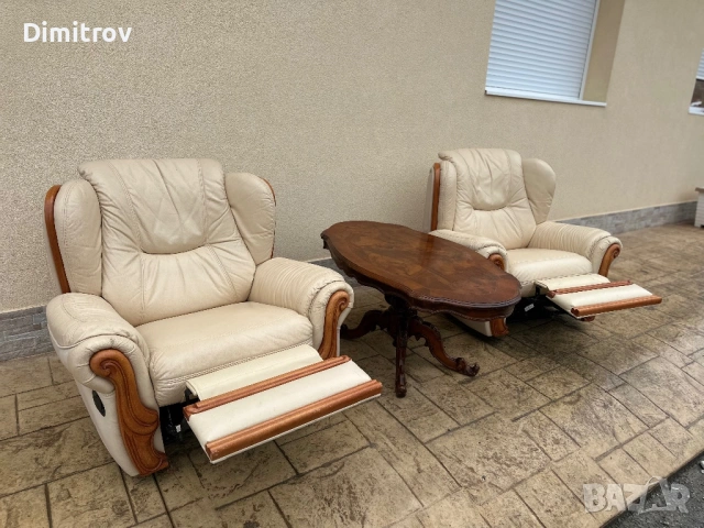 Кожени кресла с релакс механизъм, снимка 2 - Дивани и мека мебел - 53958894