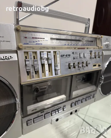🔈Колекционерски ретро радиокасетофон SHARP GF-575  - Boombox - профилактиран🔉, снимка 5 - Радиокасетофони, транзистори - 55767378