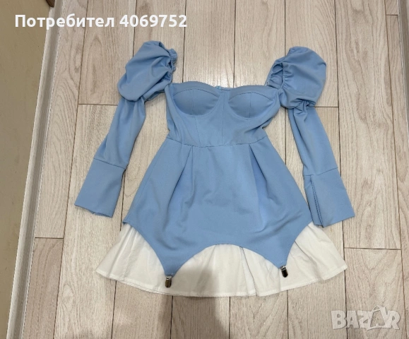 Дамска рокля в синьо М/Л размер, снимка 2 - Рокли - 53369178