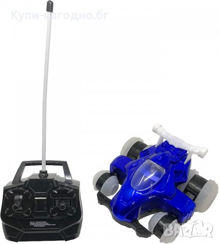 Mindscope Син Hoverquad Rc количка за каскади Stunt Action Light Up LED Vehicle 49 MHz, снимка 1 - Електрически играчки - 35205602
