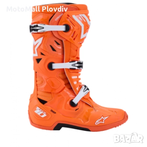 Мотокрос ботуши ALPINESTARS TECH 10 SUPERVENTED ORАNGE/BLACK/WHITE, снимка 4 - Аксесоари и консумативи - 51474680