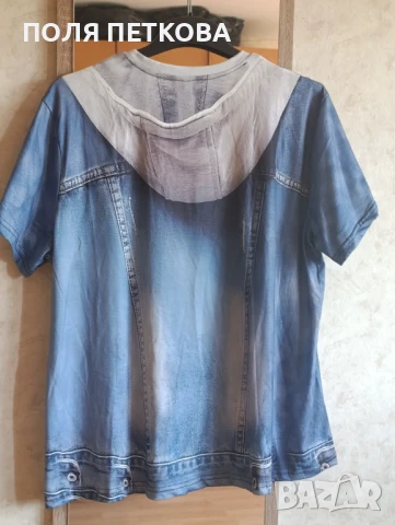 Тениска имитация на дънково яке, снимка 4 - Тениски - 50857376