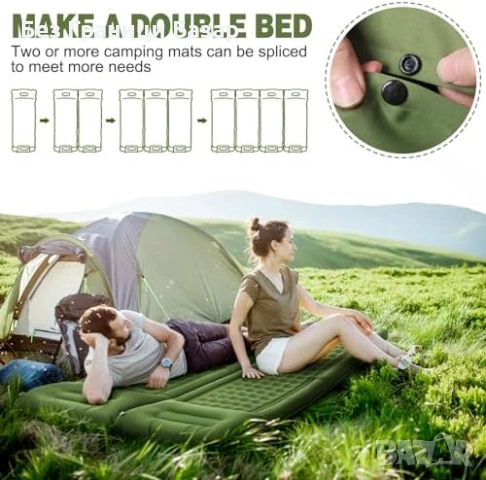 Нов Ултралек Надуваем къмпинг матрак 12 см с помпа и възглавница Легло пътуване , снимка 4 - Надуваеми легла - 54230447