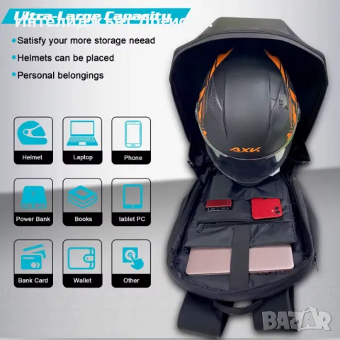 Електрическа раница за мотор, колело и за ежедневието със светещи очи., снимка 4 - Аксесоари и консумативи - 49391228